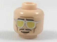 NEW LEGO Gold Glasses Aviators Head Caucasian Peachie Skin Police Pilot Cool Guy