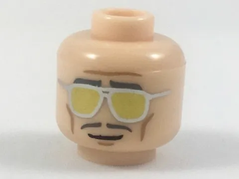 NEW LEGO Gold Glasses Aviators Head Caucasian Peachie Skin Police Pilot Cool Guy