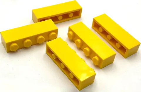 Lego 5 New Yellow Bricks Building Blocks 1 x 4 Parts