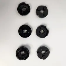 LEGO Parts 4032 - Black Plate, Round 2 x 2 with Axle Hole - QTY 6