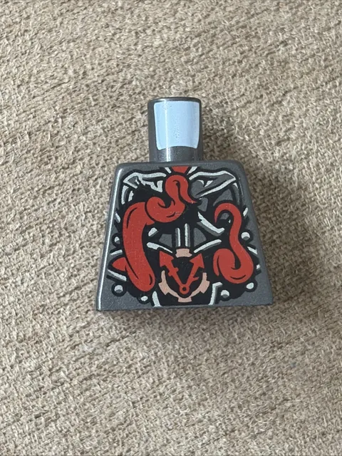 LEGO Ninjago Torso Pearl Dark Gray Metallic Silver Armor Red Snake