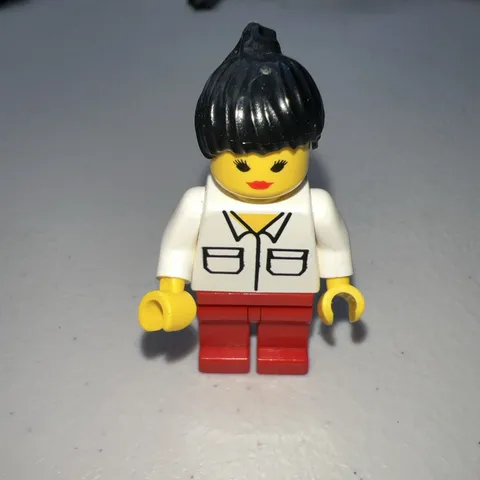 LEGO Town Female Minifigure (vel002) Black Ponytail Hair 6337 Fast Track Finish
