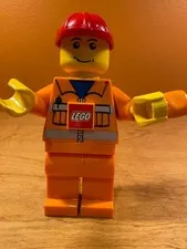 Vintage 2009 Lego City 8" Construction Worker, LED Dynamo Torch Flashlight