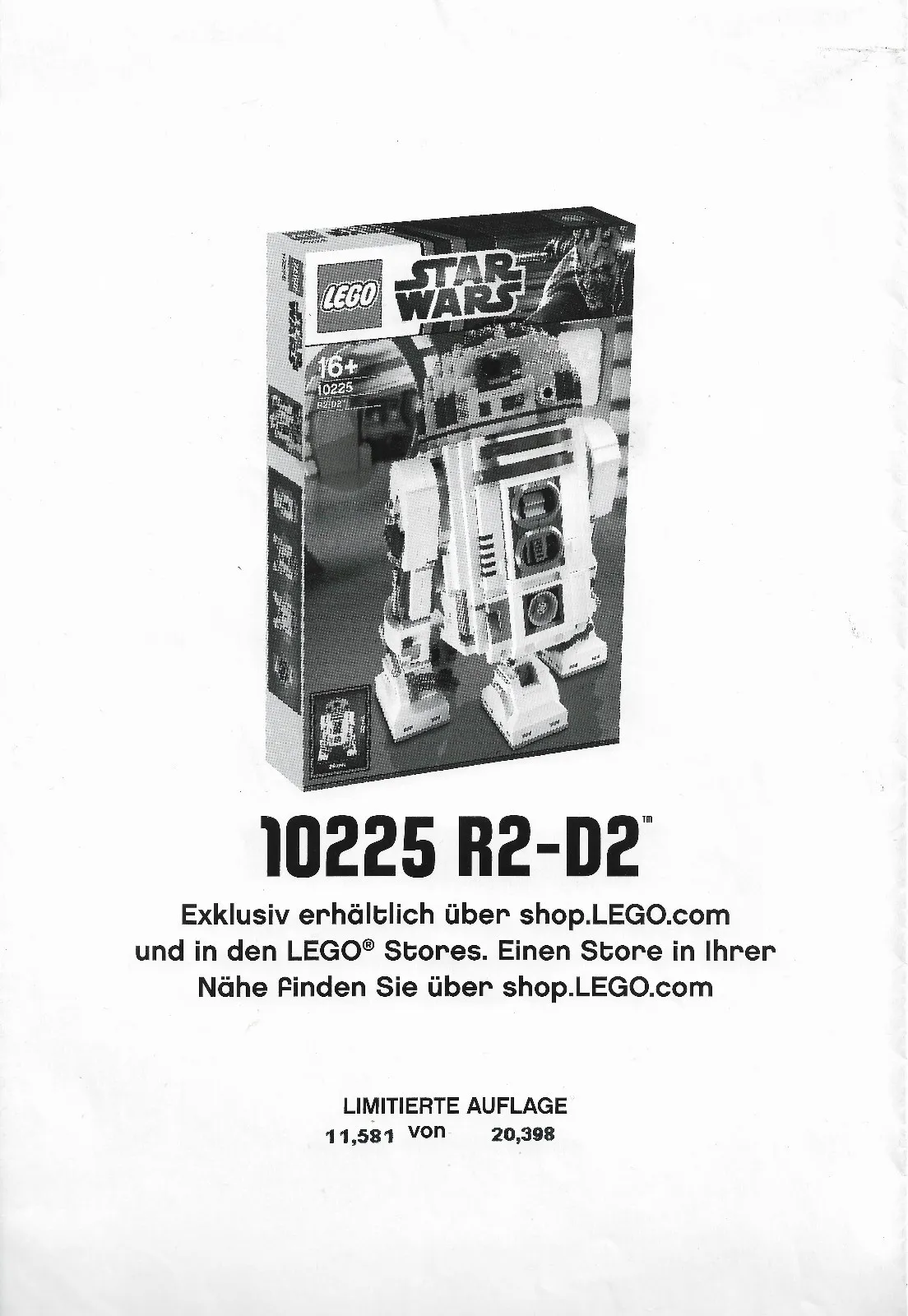 LEGO Poster 10225 of R2-D2 Limited Edition Excellent