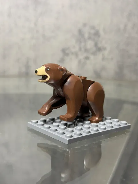 LEGO Bear w/ 2 Studs on Back : Black Eyes & Nose : Dark Brown (98295c01pb02)