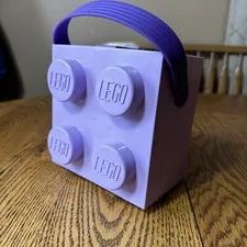Lego Brick Storage Lunch Box(Lilac) With Handle Carry Case Storage.