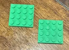LEGO Parts Bright Green Flat Plate 4 x 4 #3031 Lot of 2 Pieces