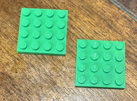 LEGO Parts Bright Green Flat Plate 4 x 4 #3031 Lot of 2 Pieces