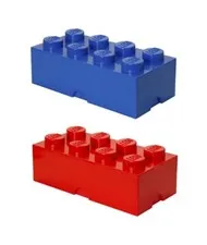 LEGO - Storage Box Brick Large - (X2) - Bright Red & Bright Blue