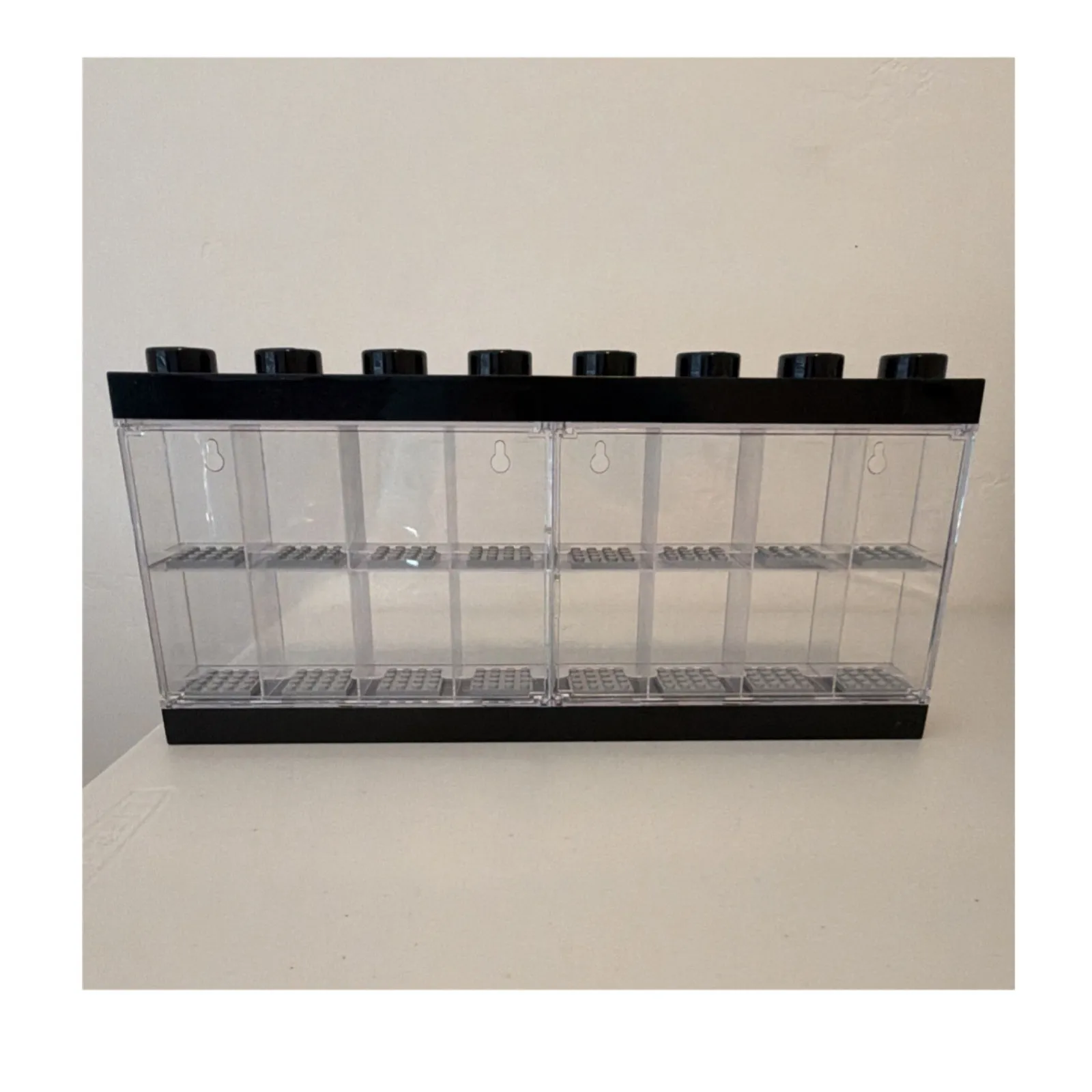 LEGO Minifigure Display Case 16-Compartment Wall Mount Black/Clear Plastic