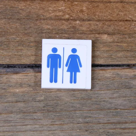 LEGO City White Tile 2x2 Blue Man Woman Silhouettes Restroom Pattern 3068pb0909