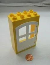 Lego Duplo YELLOW & WHITE LARGE DOOR WINDOW PANE UNIT Building Block 2x4x6
