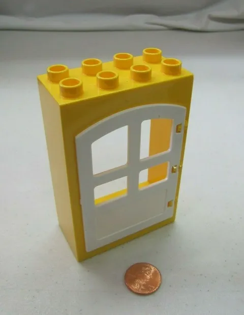 Lego Duplo YELLOW & WHITE LARGE DOOR WINDOW PANE UNIT Building Block 2x4x6
