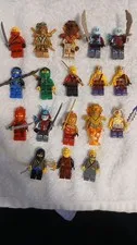 Lot of 18 LEGO Ninjago Minifigures W/Weapons Accessories Mix Sets Look!!