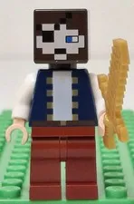 Lego Minecraft Pirate Minifigure With Gold Sword Pixelated