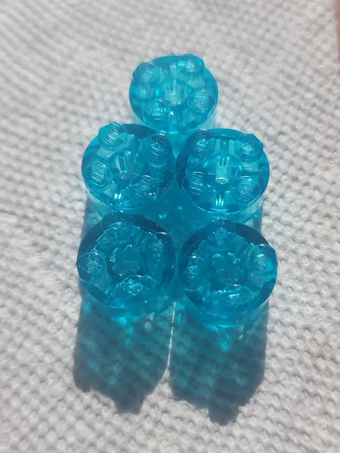 Lego 2x2 Round Brick LOT of 5 pcs -Trans Light Blue- Part 3941- New