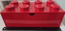 LEGO Red Brick-Style Plastic Storage Drawer Bin, 1 Drawer, 1 Compartment