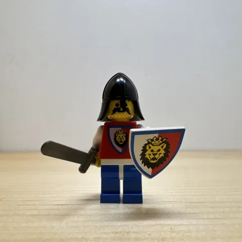 LEGO Castle Lion Knights Knight Minifigure w/ Black Helmet, Sword & Shield