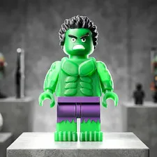 LEGO Hulk large The Hulk Green Figure Black Hair Purple Pants Plastic