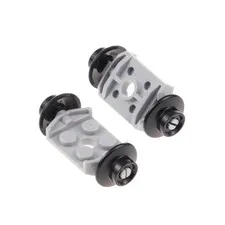 2x LEGO Modified Wheel Axle 2x2 New Light Gray Black Railway 50254 6157