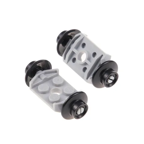 2x LEGO Modified Wheel Axle 2x2 New Light Gray Black Railway 50254 6157