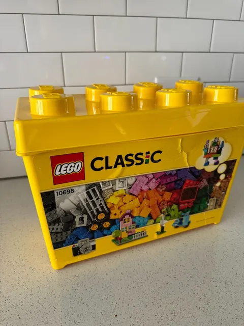 LEGO EMPTY Box & Lid ONLY CLASSIC Large 8 Stud Yellow Brick Storage Container