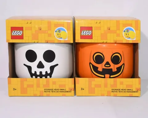 LEGO  Halloween Jack O’ Lantern  Pumpkin & Skeleton Storage Heads Small 2-Pack