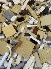 LEGO bulk lot 2lbs Neutral Colors Brown Gray Black White bricks and assorted pcs