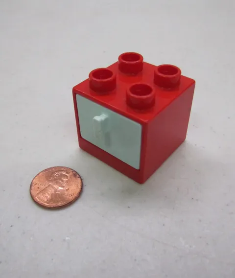 Lego Duplo Red Cabinet W/ Aqua Blue Drawer For Dresser Cabinet Room House