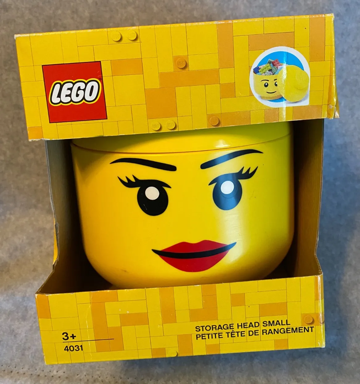 NEW LEGO Storage Head Small Girl Container #4031 Stackable NEW IN BOX