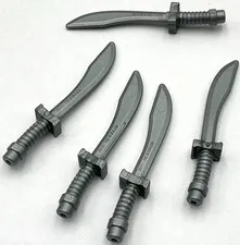 Lego 5 New Flat Silver Minifigure Weapon Swords Saber / Dao Curved Blade Pieces