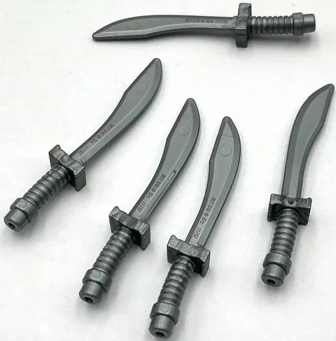 Lego 5 New Flat Silver Minifigure Weapon Swords Saber / Dao Curved Blade Pieces