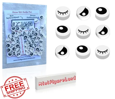 LEGO 50 Pcs 1x1 White Tile Lot Eye Variations