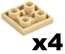 Lego Part 11203 Tan TILE Modified 2 x 2 Inverted Qty 4 TN4