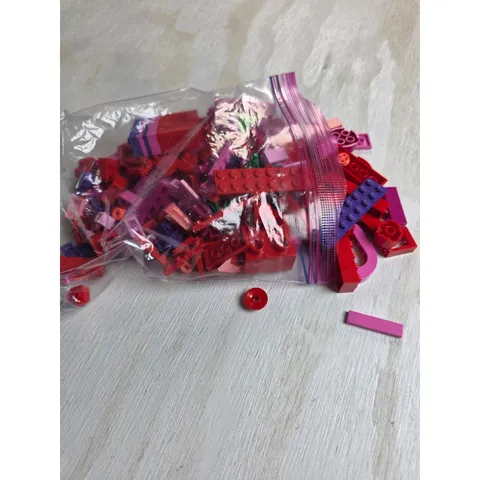 LEGO Mixed Lot Red Pink Purple Bricks Accessories Skateboard Flowers Crab Pieces