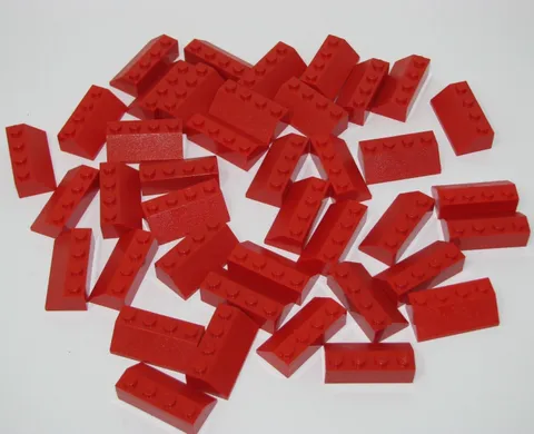 40X lot Lego RED 2 x 4 Slope Bricks Lot 45* Part 3037 4 x 2 Roof City house