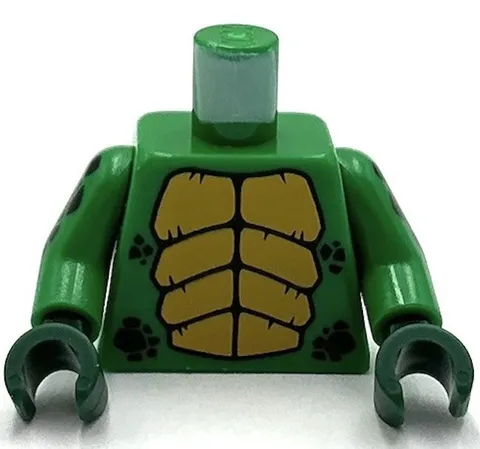Lego New Green Minifigure Torso w/ Bright Light Orange Large Scales Part