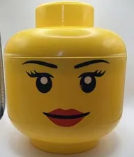 LEGO Girl Storage Head Container Yellow Toy Box Organizer 8.5in by 9.25in
