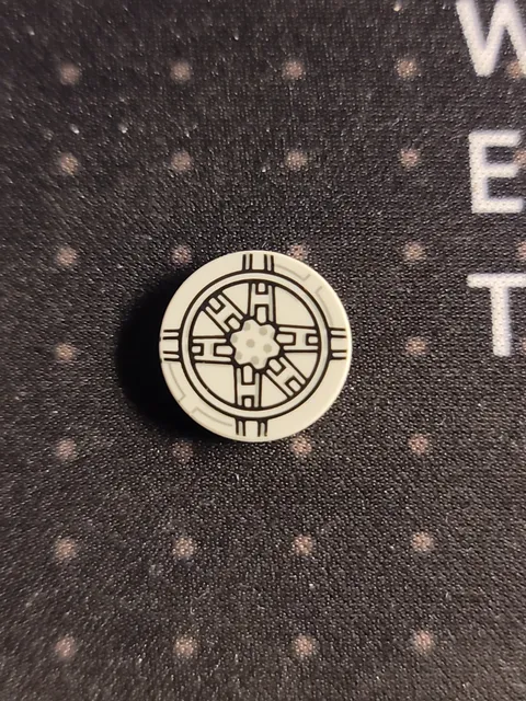 LEGO Tie Fighter Logo Pattern 2x2 Round Gray Black Tile Star Wars Printed