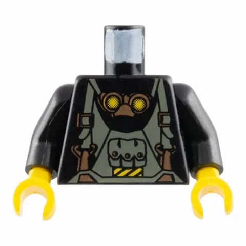 LEGO Minifigure Torso Rock Raiders Dark Gray Overalls