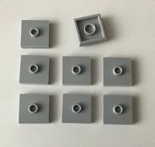 LEGO 8x NEW Plate 2x2 w/ 1 Stud Center Jumper LIGHT BLUISH GREY #87580/23893