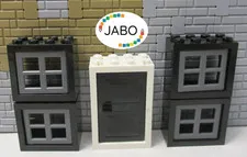 A7/9) LEGO 4x 4132 Window 2x4x3 Black Mesh Grey Door 4130 4131 White sc 2x4x5
