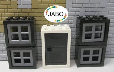 A7/9) LEGO 4x 4132 Window 2x4x3 Black Mesh Grey Door 4130 4131 White sc 2x4x5