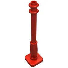 LEGO Part 2039 - Red Lamp Post 2 x 2 x 7 with 6 Base Flutes
