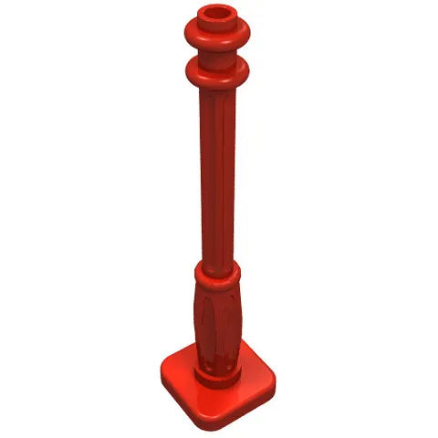 LEGO Part 2039 - Red Lamp Post 2 x 2 x 7 with 6 Base Flutes