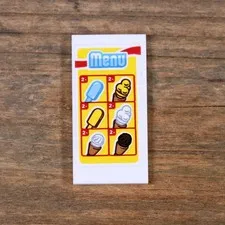 LEGO Friends White Tile 2 x 4 'Menu' and Ice Creams Pattern Sticker 87079pb0710