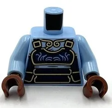 Lego New Minifig Bright Light Blue Torso Dark Blue Do Armor Gold Trim Pattern