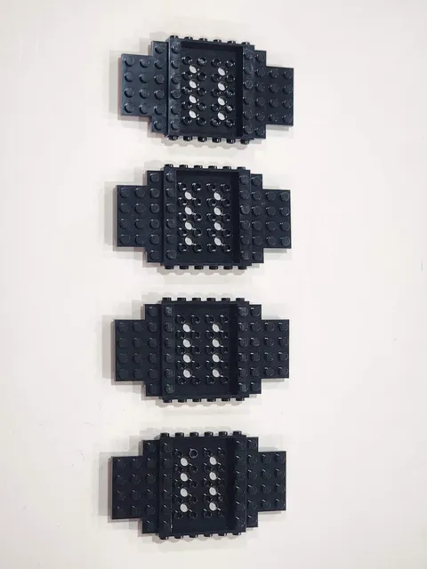Lego Qty 4 - Black - 65634 Vehicle, Base 6 x 12 x 1 with 5 x 4 Recessed Center 