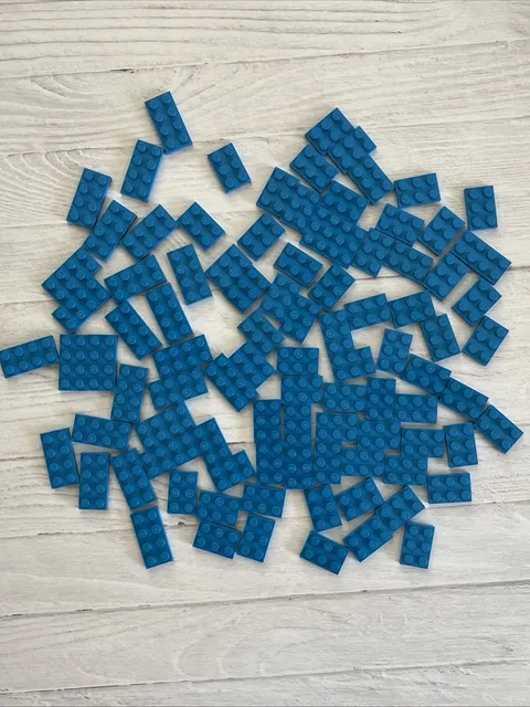 LEGO DARK AZURE BLUE LOT 94 PCS 2X4 2X3 PLATE AZUR VARIETY BUILDING PIECES