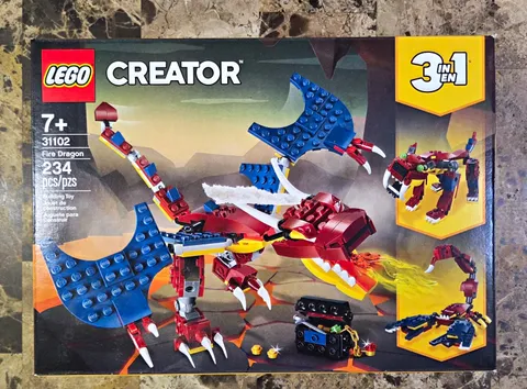LEGO Creator 3 in 1 Fire Dragon 31102 Box Set 234 pcs Ages 7+